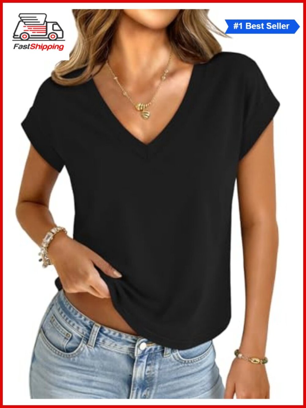 ✨ UNCLECAT Womens Crop Top V Neck Cap Sleeve Summer Basic Tee